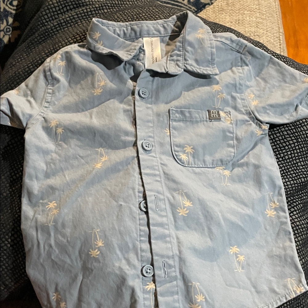 Blue Kids Shirt with Palm Tree Print